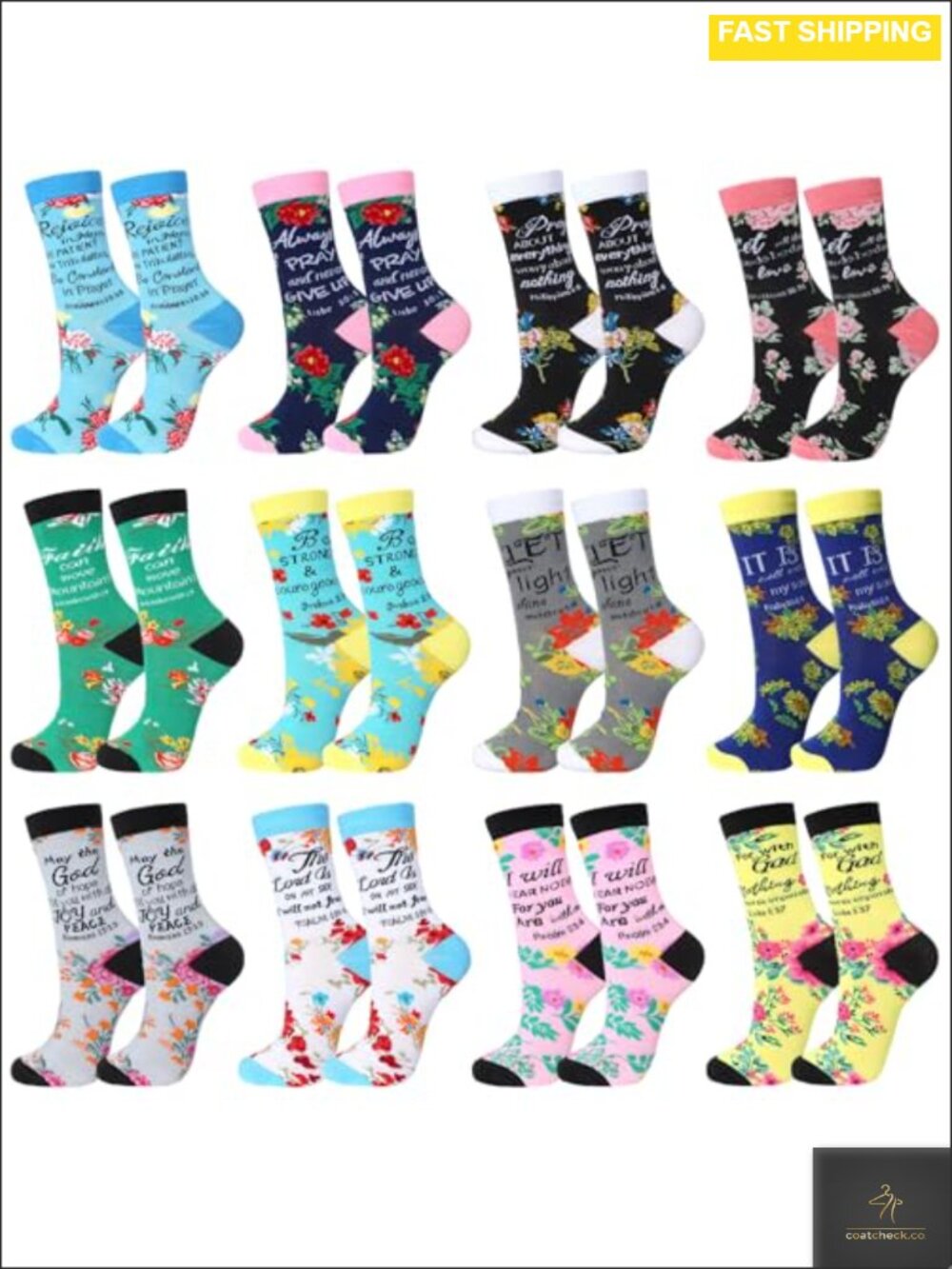 Christian Socks Gift Set 24 Pairs Novelty Crew Socks for Women